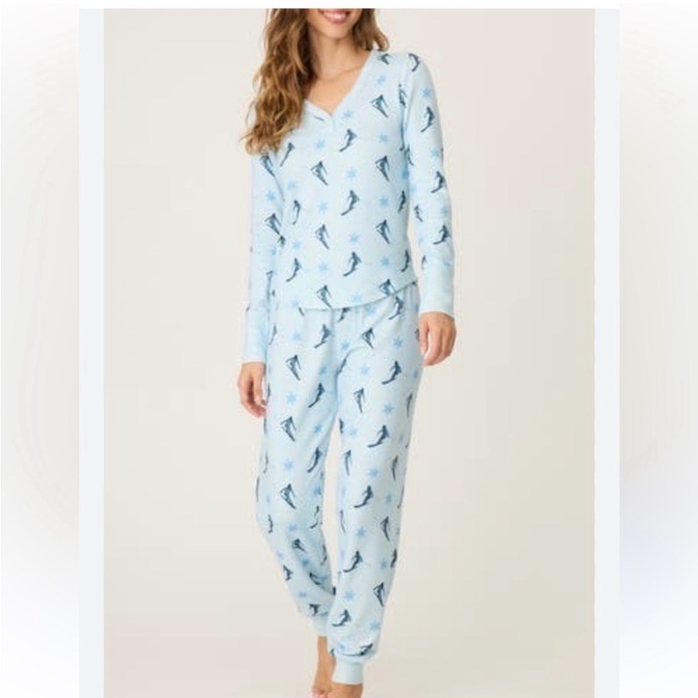 PJ Salvage brushed Ski Light Blue Pajama Set
